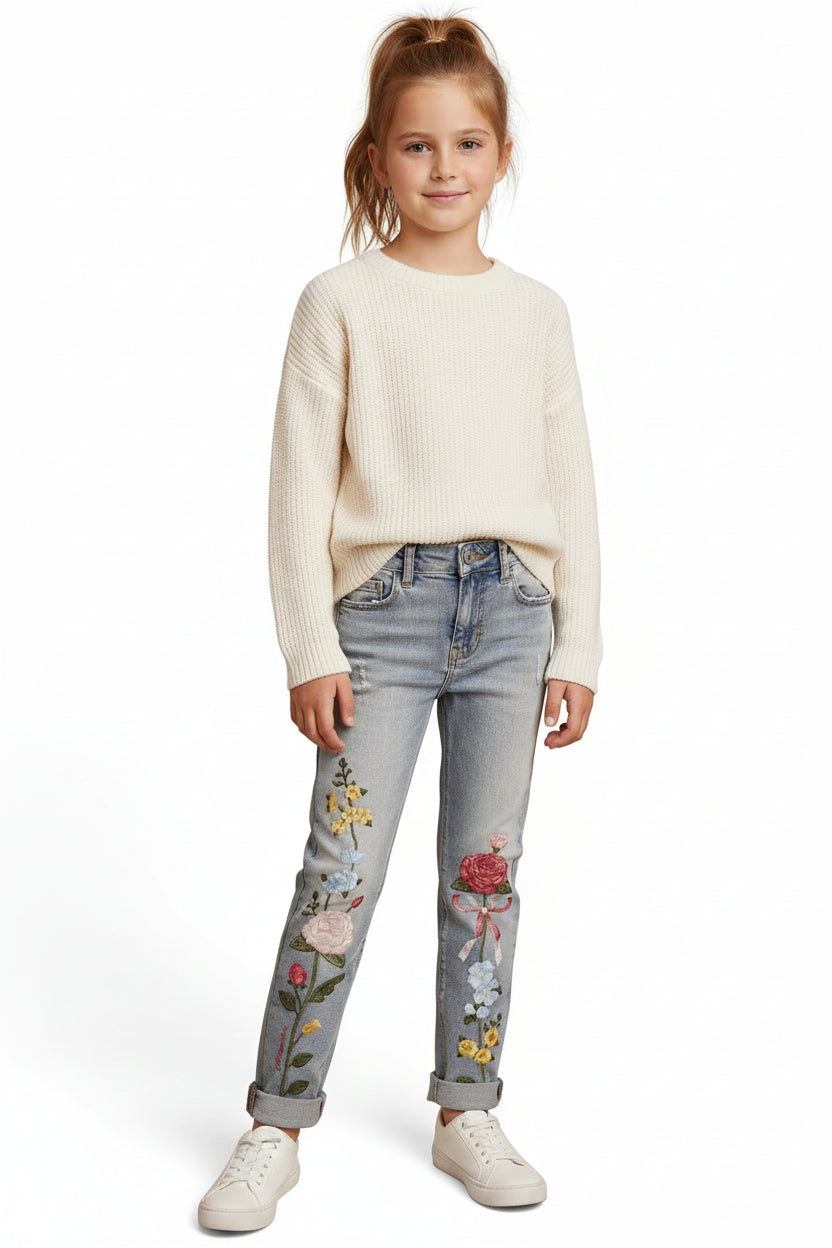 JEANS DENIM CON FIORI