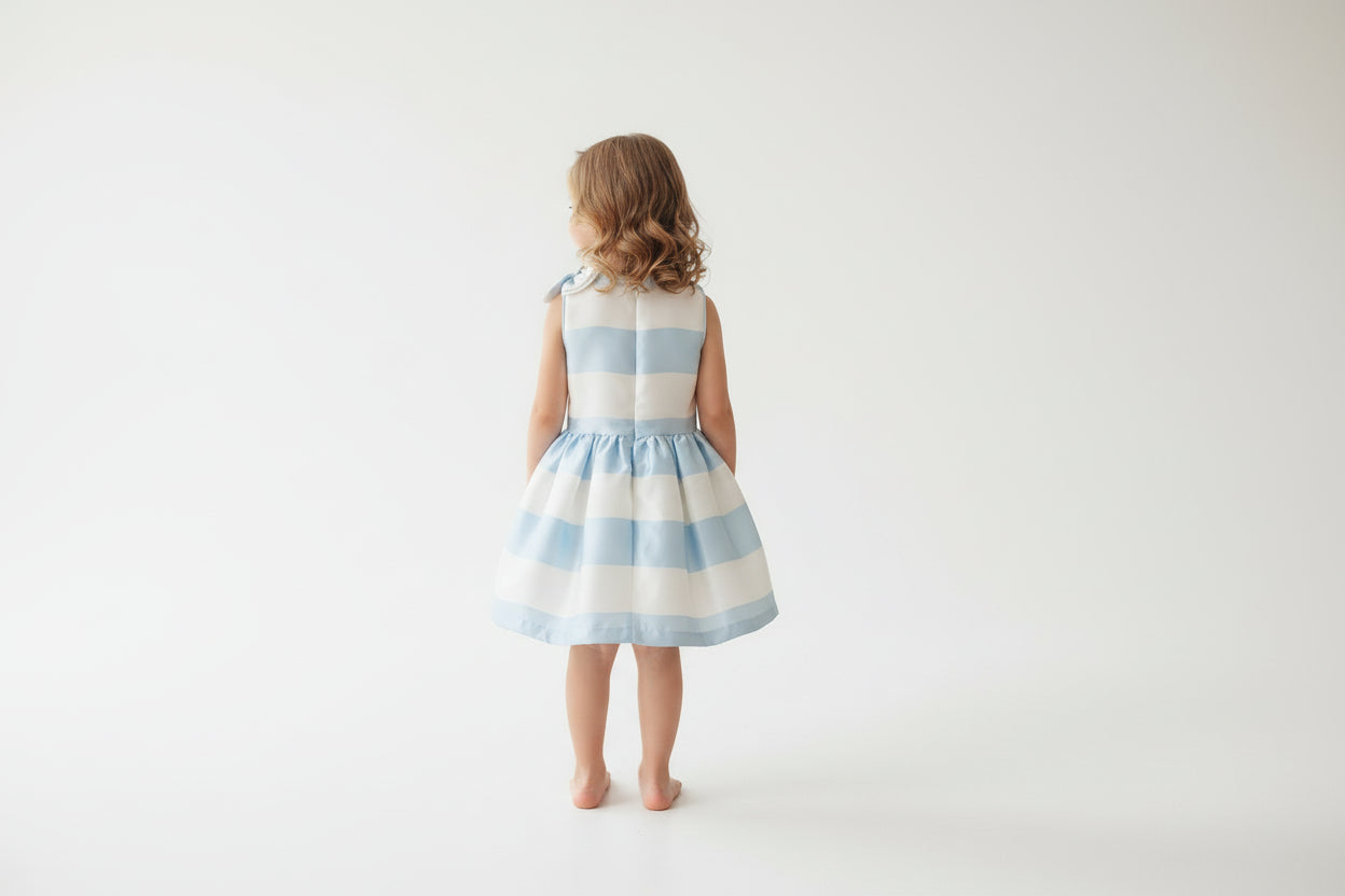 ABITO Y-CLU RIGHE CELESTE PANNA