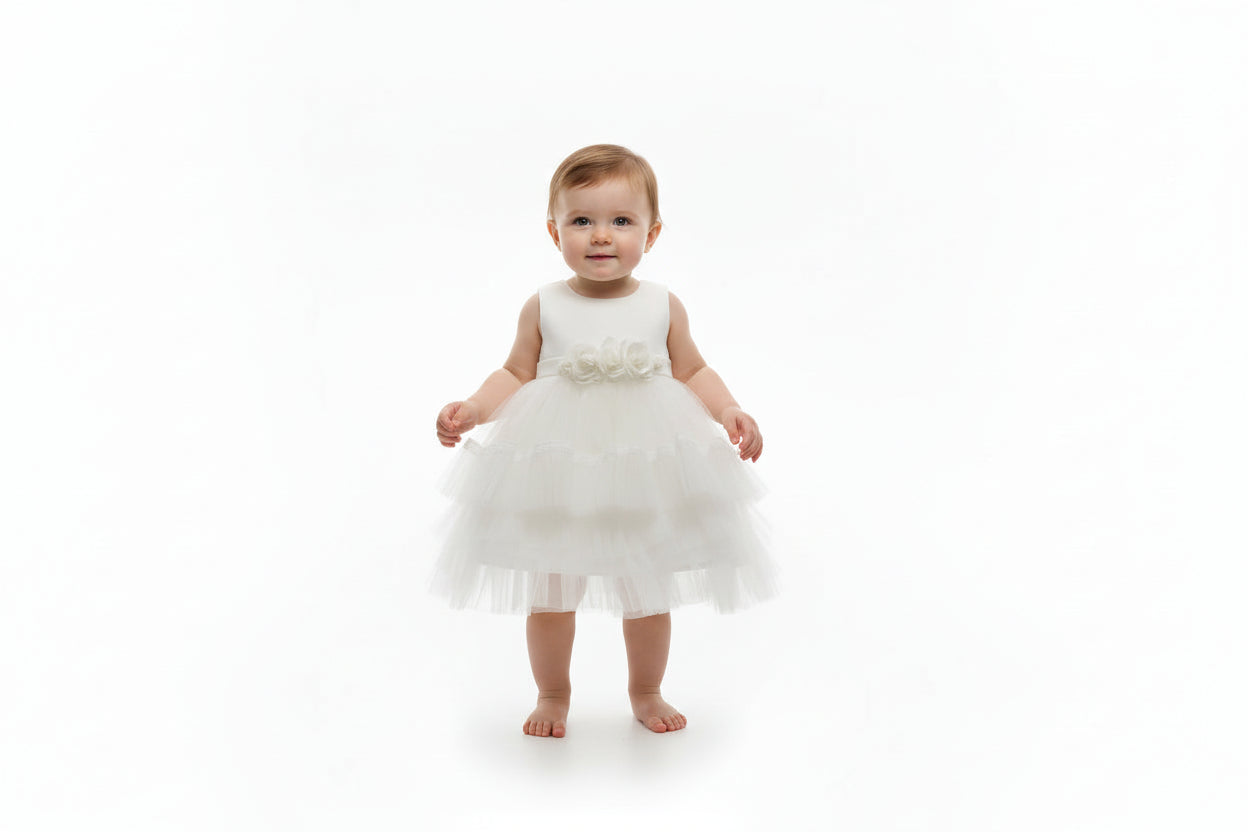 Abito in tulle bambina con cinta in vita
