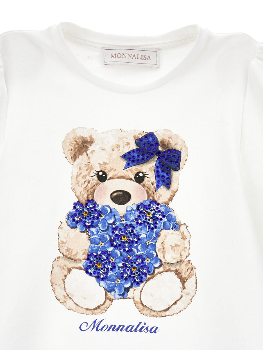 Abito cotone e tulle stampa orsetta