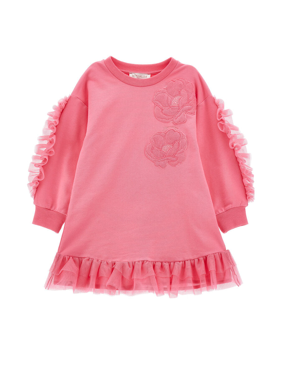 Abito felpa ricamo anemoni