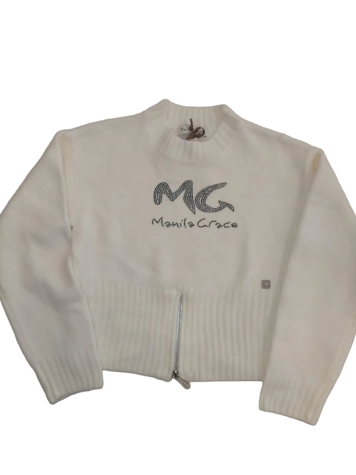 Maglia Manila Grace bianco latte con zip sul fondo