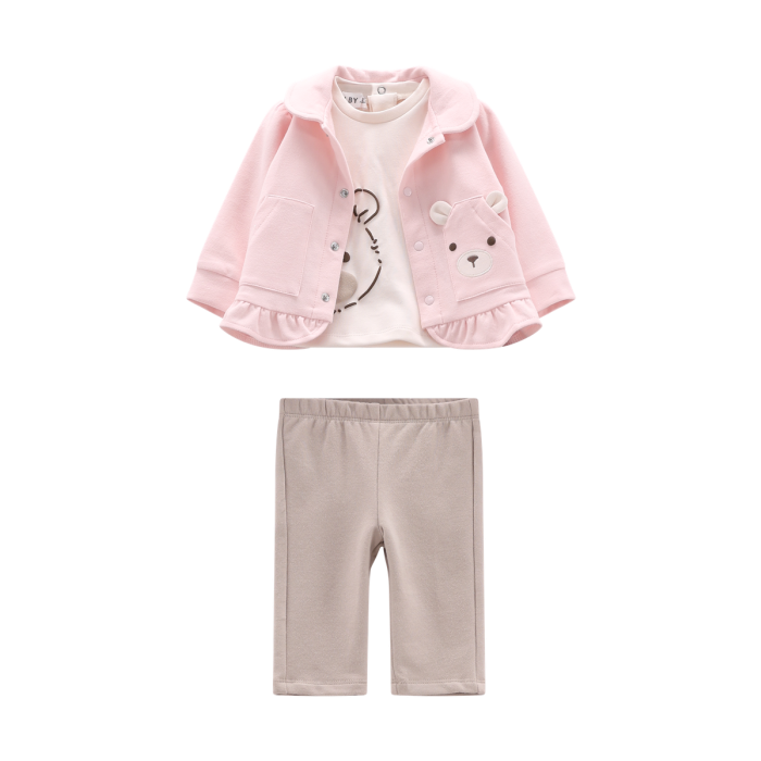 Completo 3 Pezzi Orsetto Rosa e Leggings Melby
