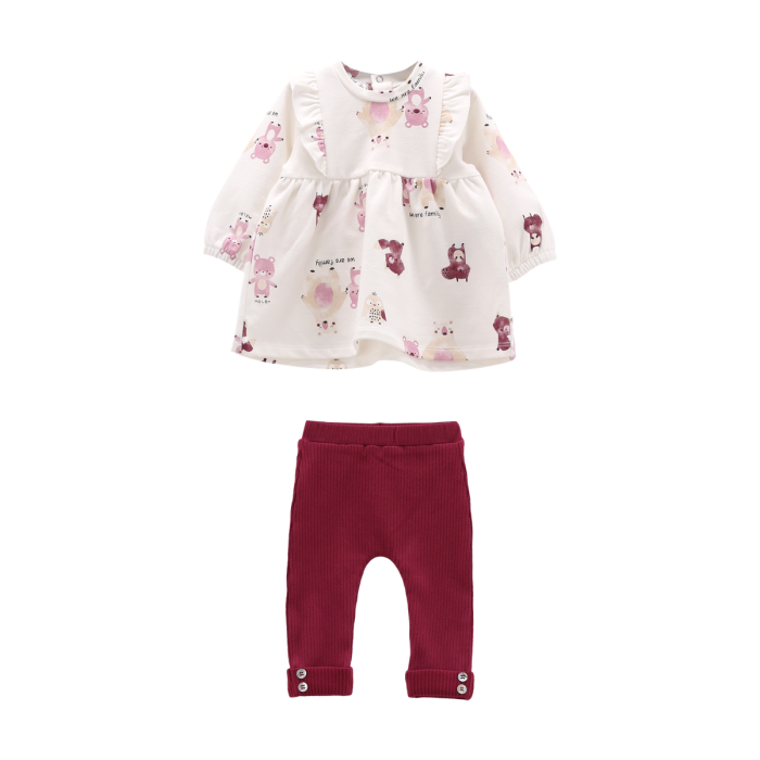Completo Vestito Felpa e Leggings a Coste Melby