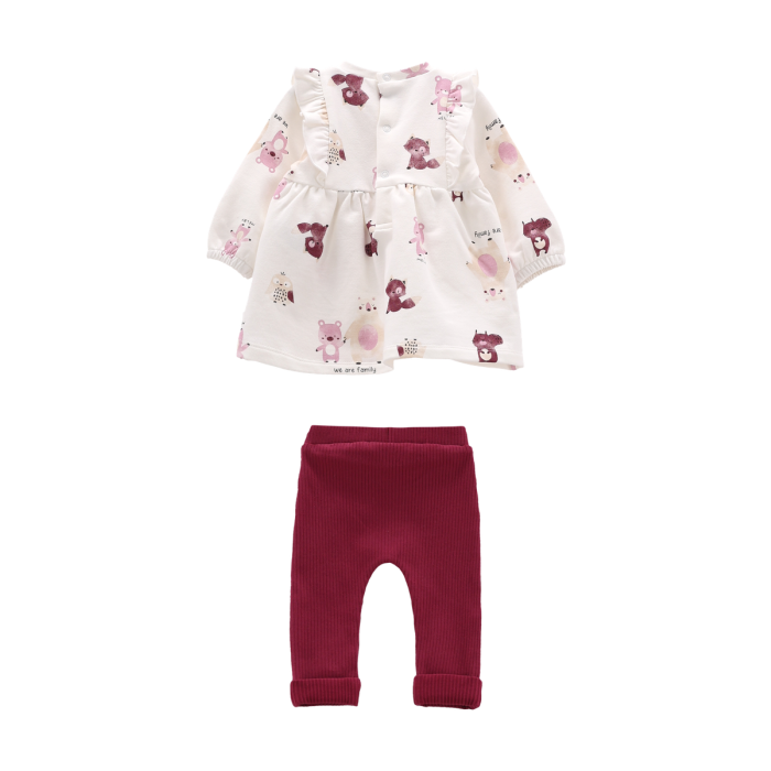 Completo Vestito Felpa e Leggings a Coste Melby