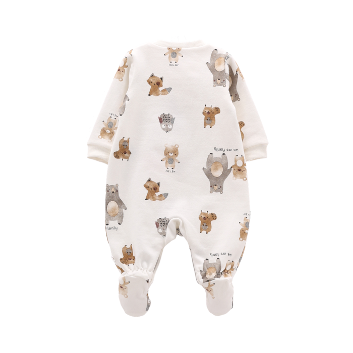 Tutina in Felpa con Animaletti e Bavaglia