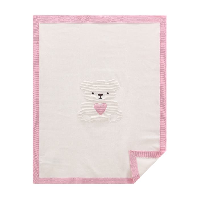 Copertina Tricot Cotone Con Orsetto Milk-rosa Melby