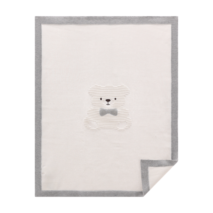 Copertina Tricot Cotone Con Orsetto Latte Melby