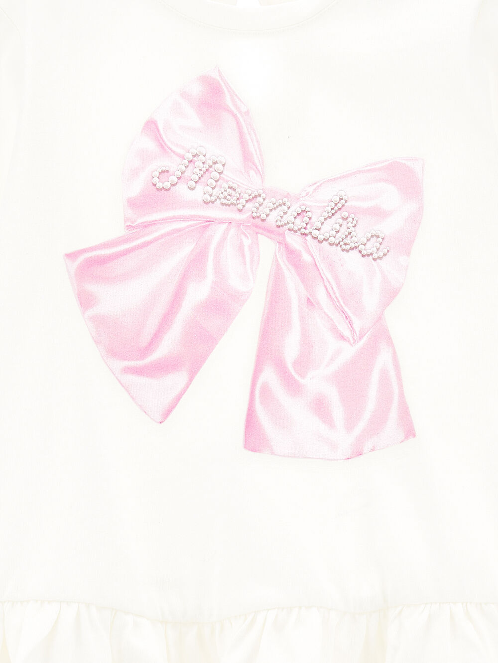 Mini Dress in Cotone con Stampa Sognante e Dettagli Romantici