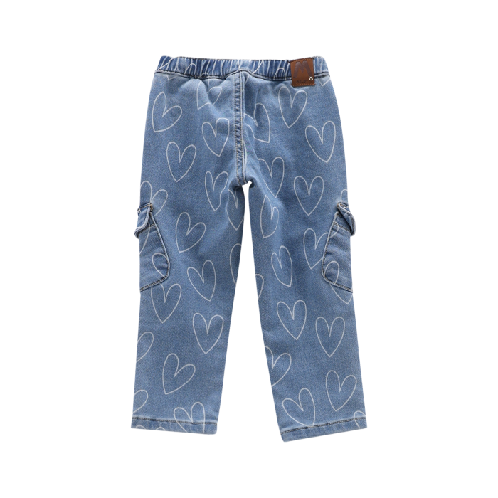 Pantaloni Cargo Effetto Denim Con Cuori Melby