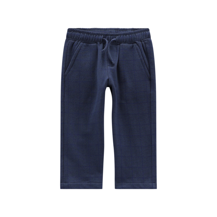 Completo 3 Pezzi Bimbo Felpa A Quadri Blu Navy Melby