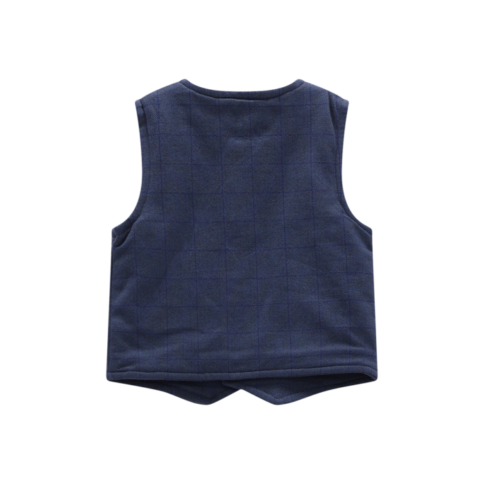 Completo 3 Pezzi Bimbo Felpa A Quadri Blu Navy Melby
