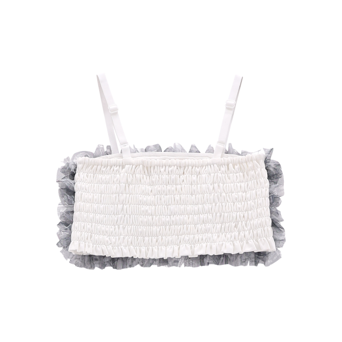 Top in jersey stretch e tulle per ragazza