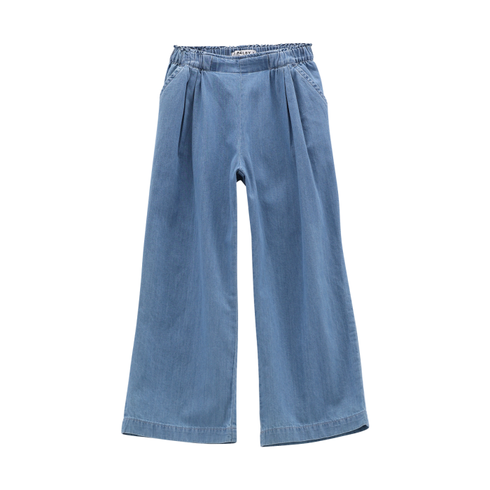 Pantalone palazzo in chambray per ragazza