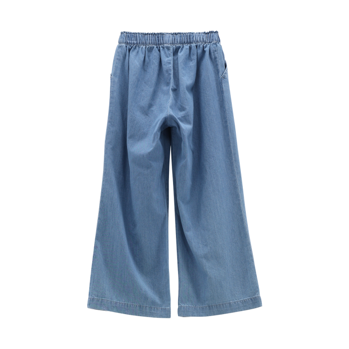 Pantalone palazzo in chambray per ragazza