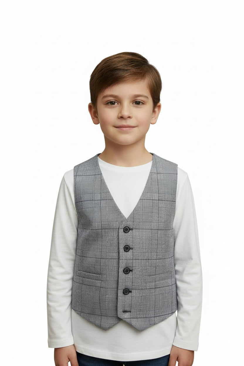 GILET MULTIRIGHE BLU BIANCO BAMBINO