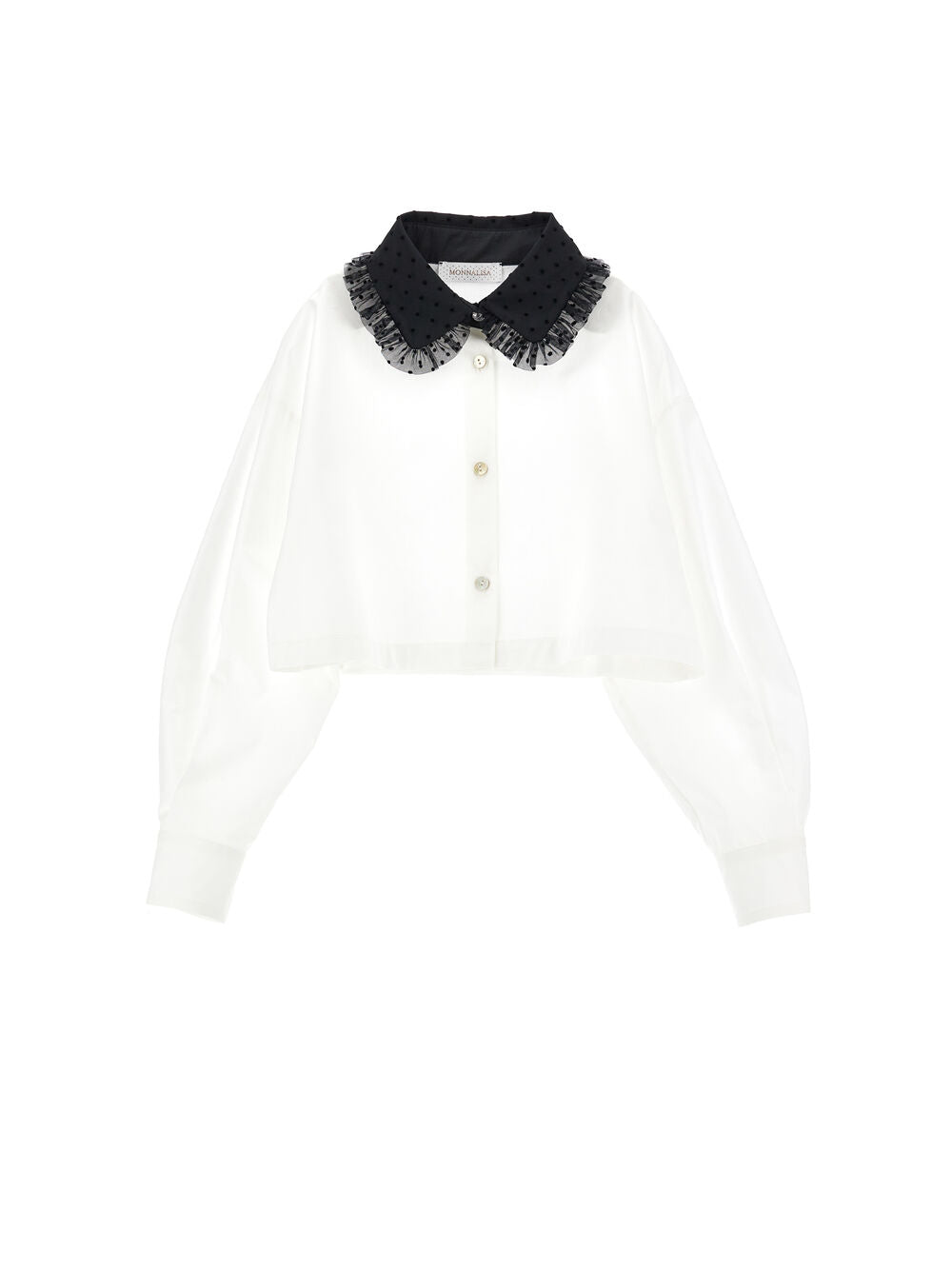 Camicia cropped colletto velluto e pizzo