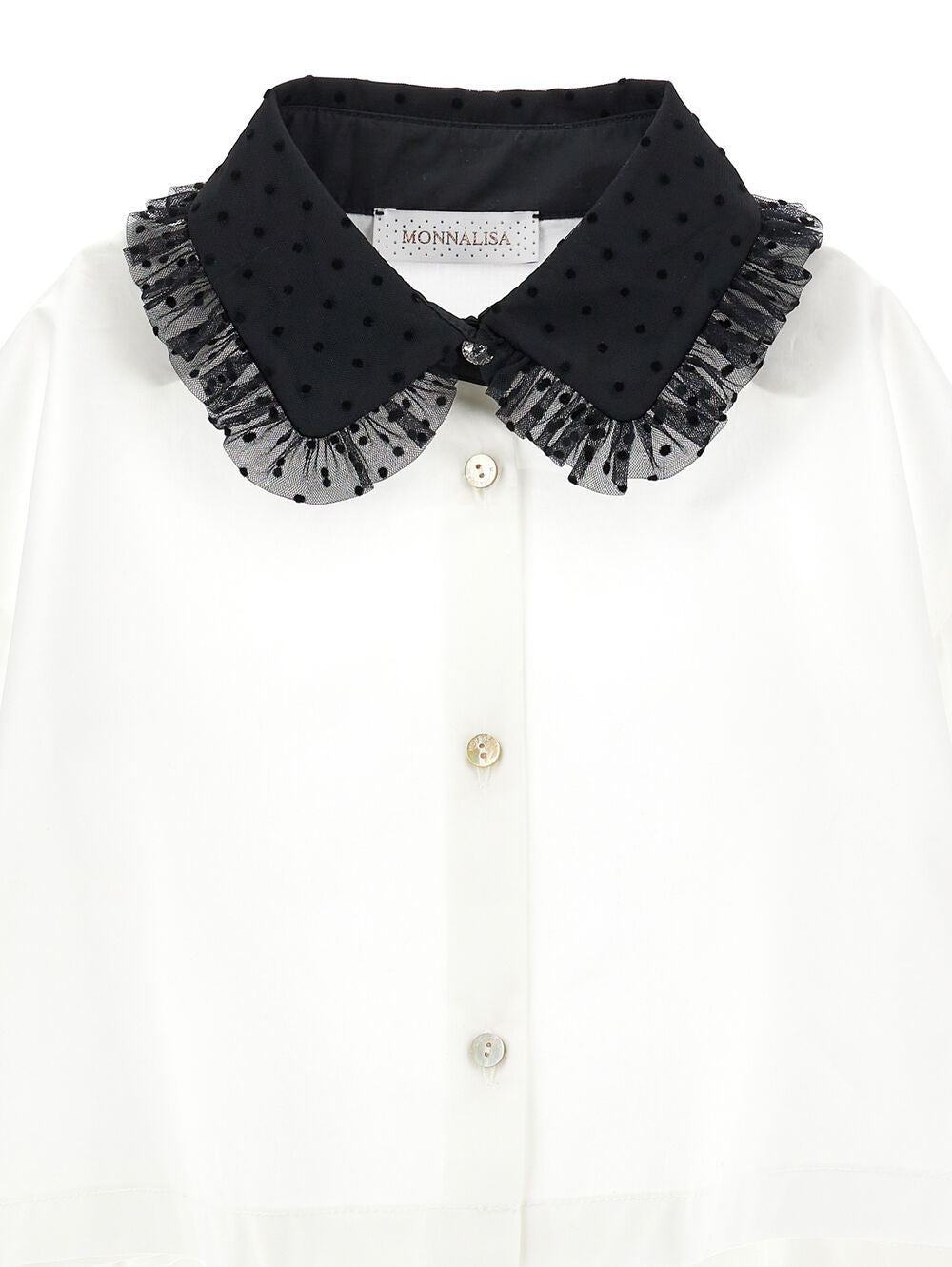 Camicia cropped colletto velluto e pizzo