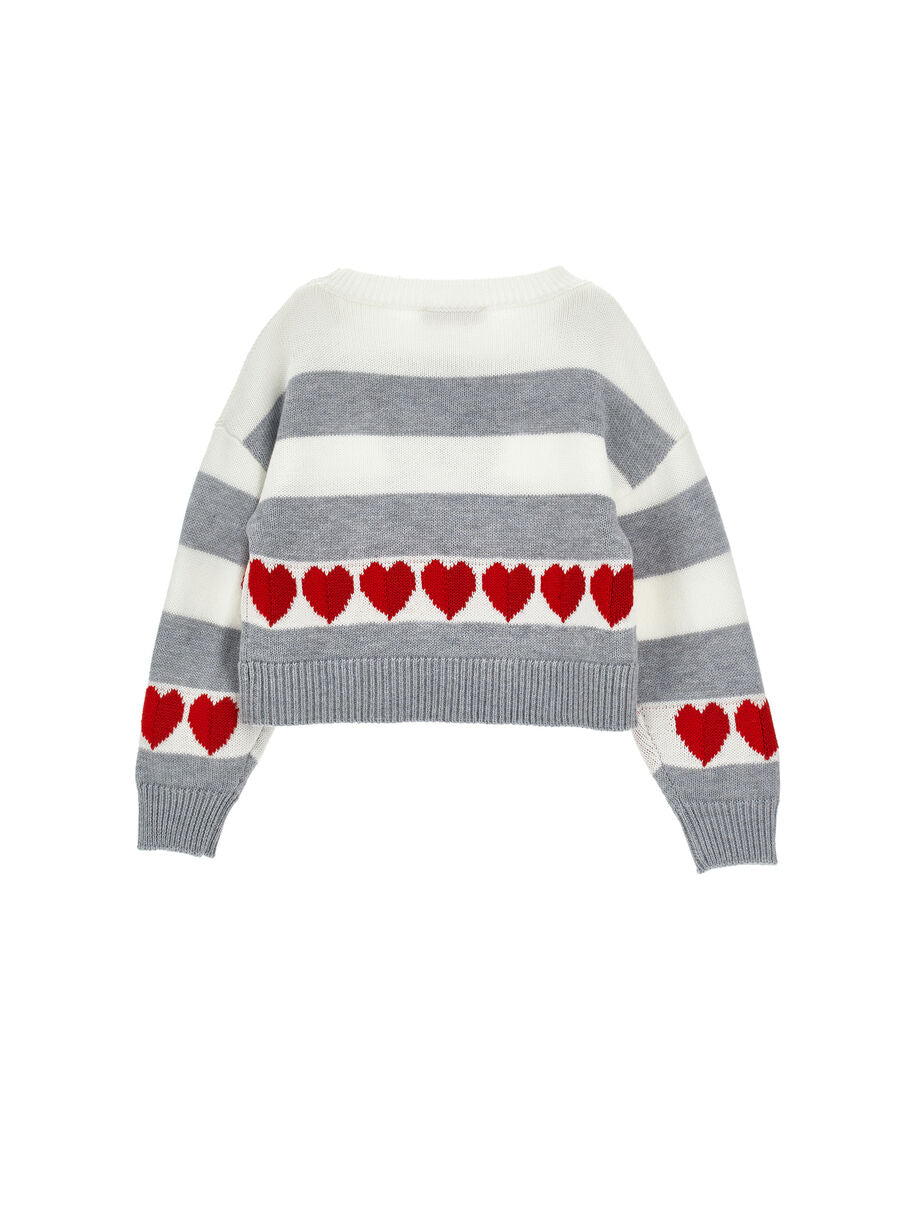 Maglione grigio per bambina con orsetto Monnalisa