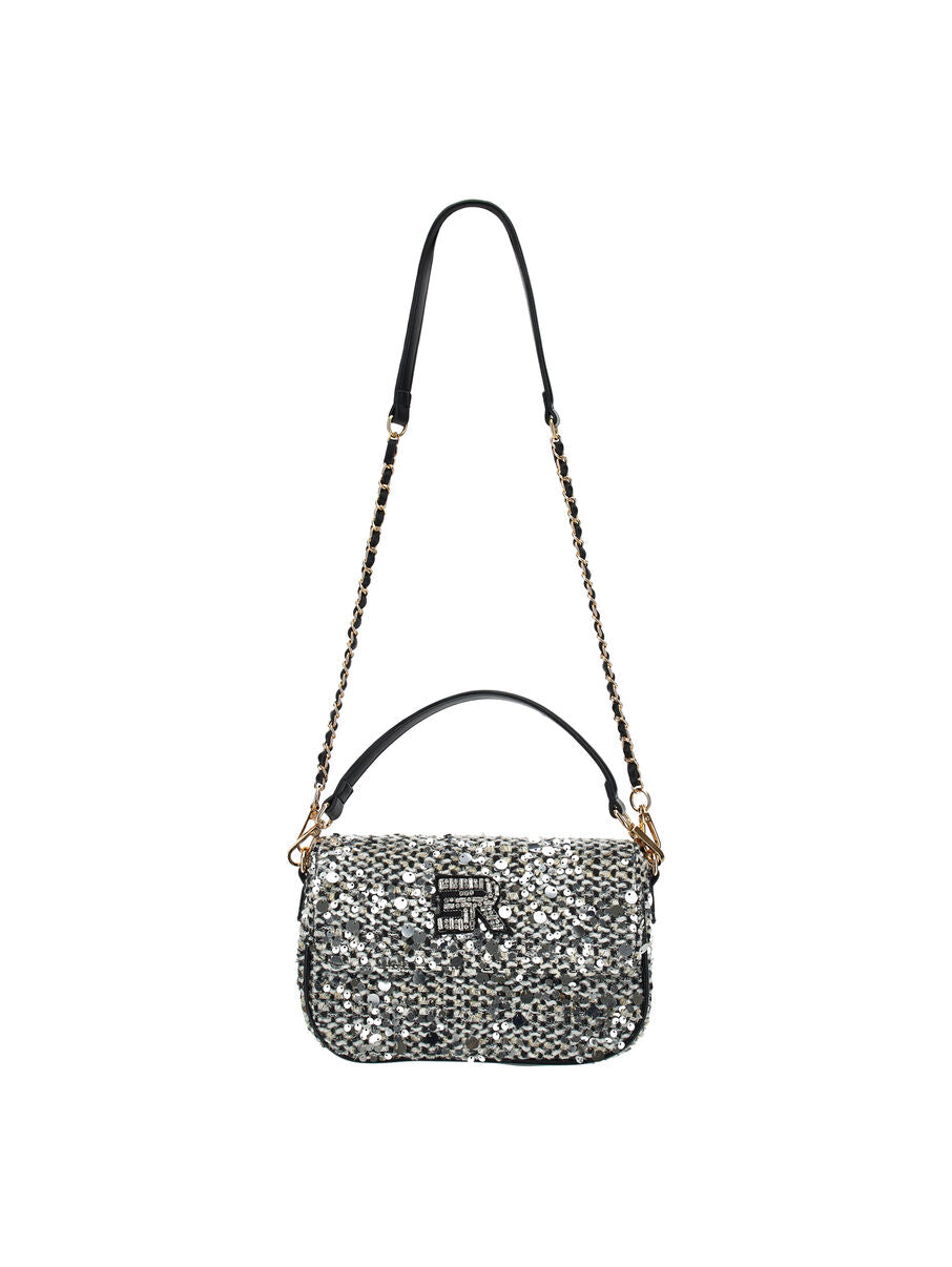 Borsa con paillettes e logo gioiello Scervino