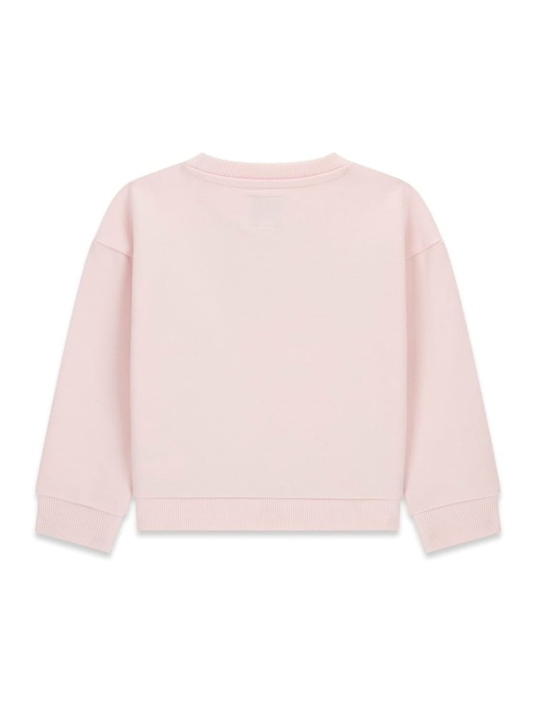 Guess felpa girocollo rosa con logo in pailettes