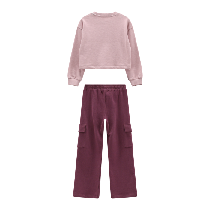 Tuta con felpa cropped e pantaloni cargo Melby