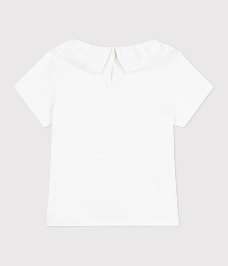 T-shirt con colletto e a maniche corte in cotone tinta unita