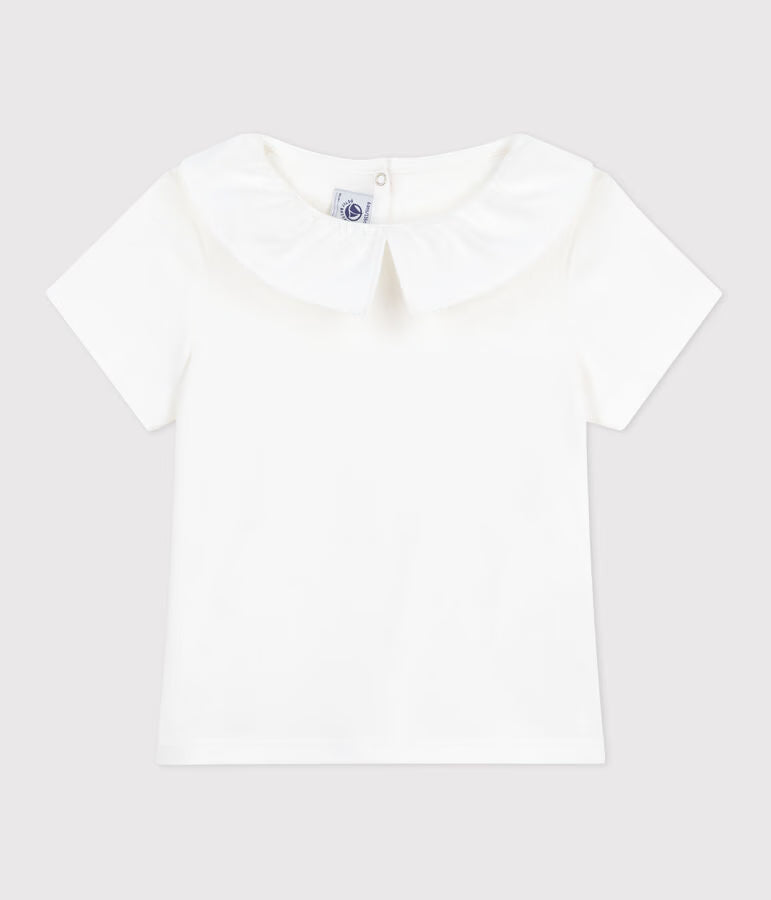 T-shirt con colletto e a maniche corte in cotone tinta unita