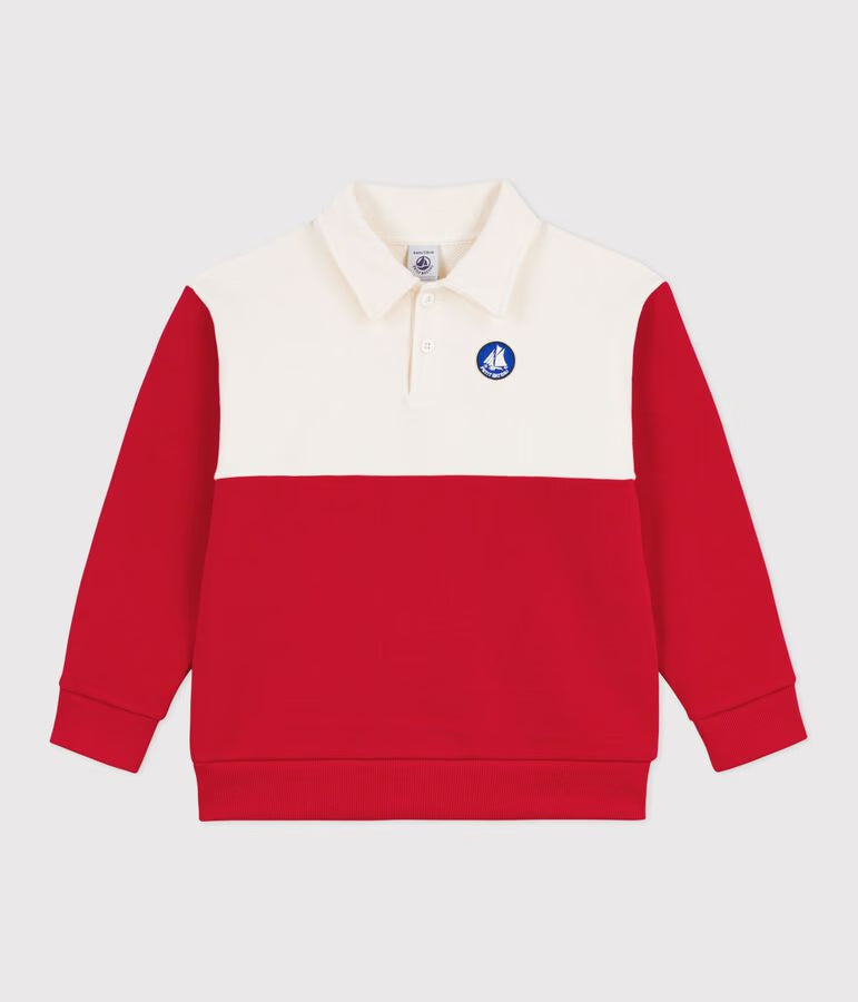 Felpa stile polo in cotone bambino