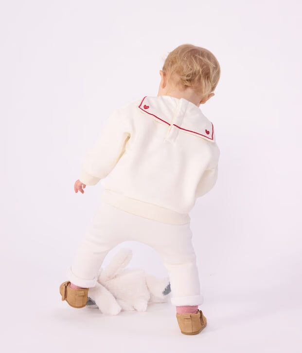 Pantaloni per neonato in cotone tinta unita con vita elasticizzata Petit Bateau