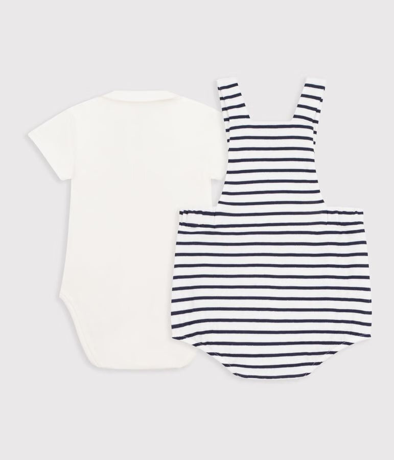 2-piece cotton striped set with embroidered details for newborn
