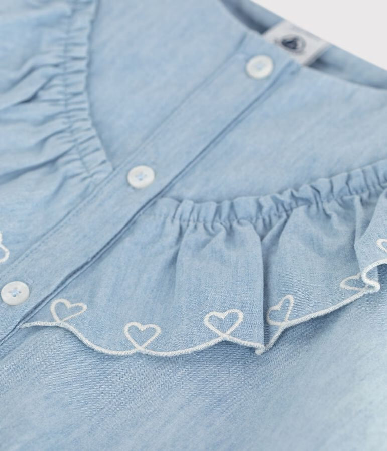 Girl's plain short-sleeved cotton blouse