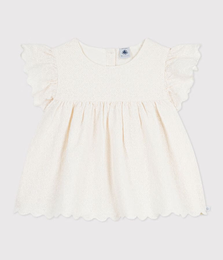 Blusa a maniche corte in cotone con motivo a cuori bambina