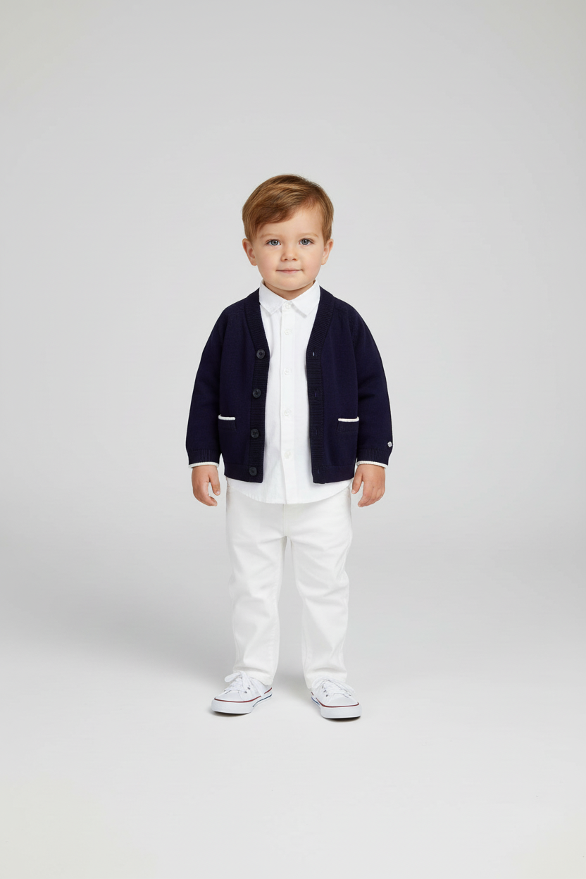 Cardigan in cotone tinta unita neonato