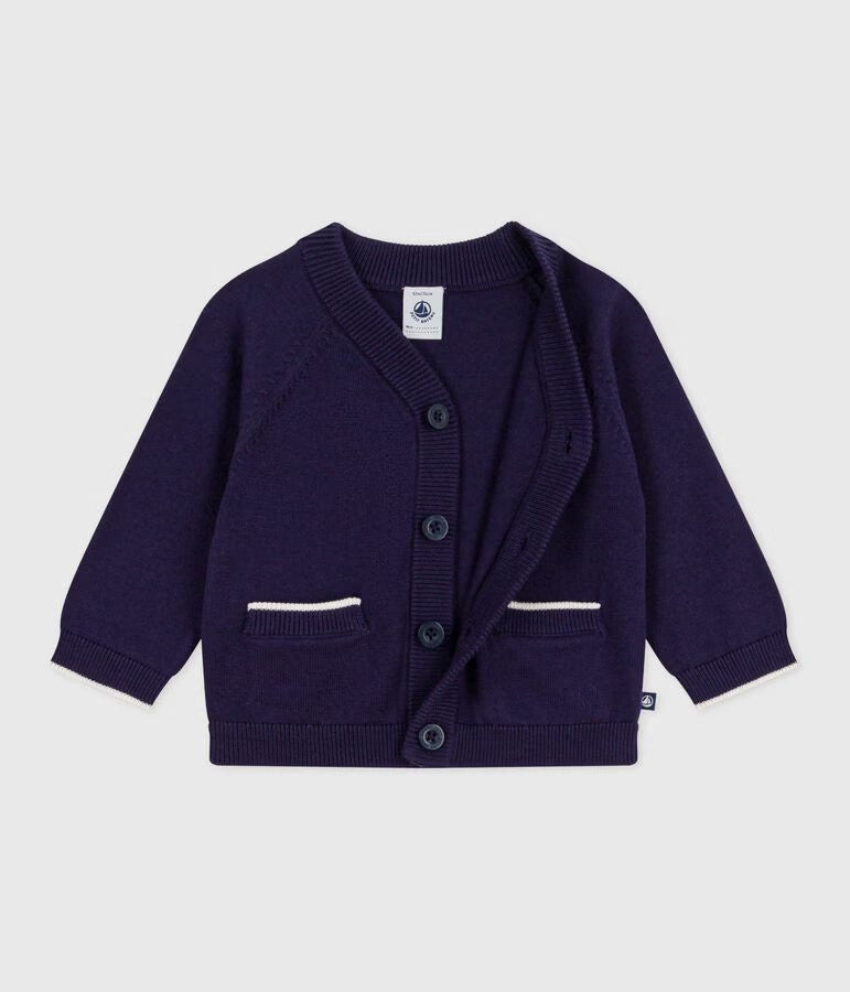 Cardigan in cotone tinta unita neonato