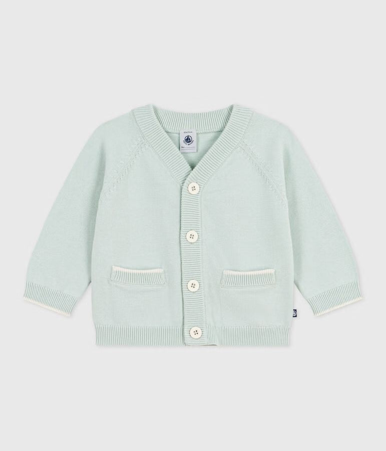 Cardigan in cotone tinta unita neonato