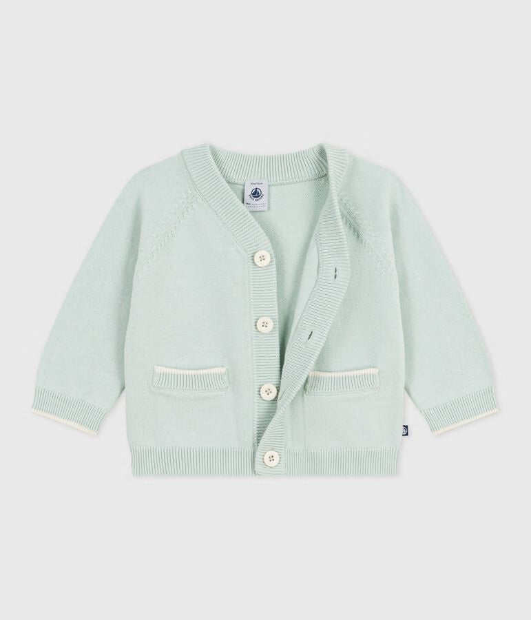 Cardigan in cotone tinta unita neonato