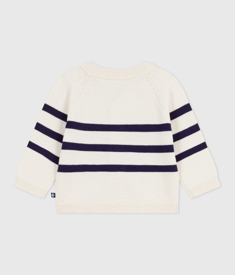 Cardigan in cotone a righe neonato.
