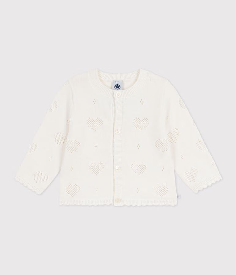 Cardigan in cotone con motivo a cuori neonata