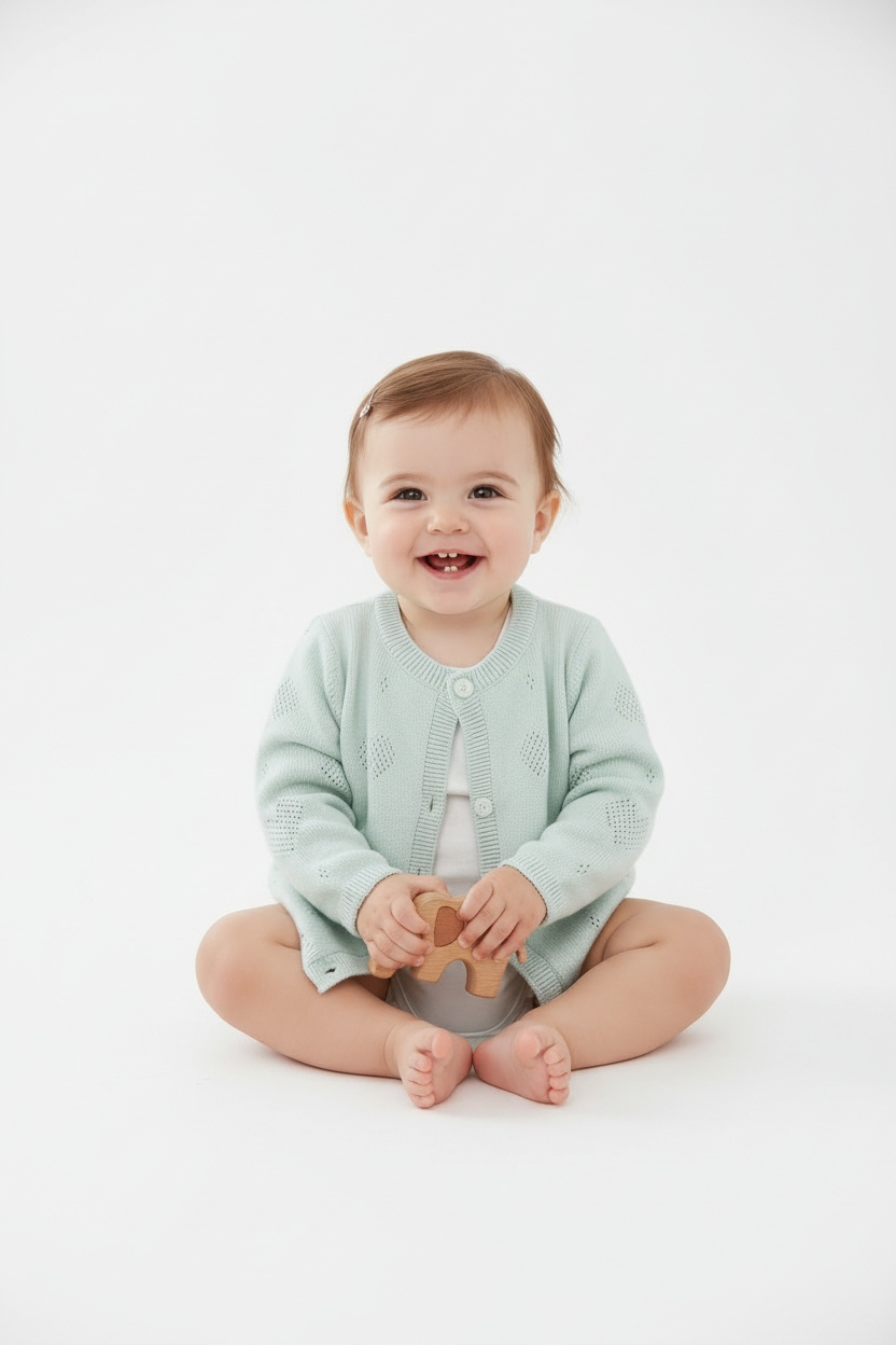 Cardigan in cotone con motivo a cuori neonata