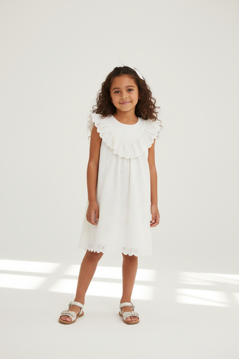 Abito a maniche corte in cotone a cuori bambina