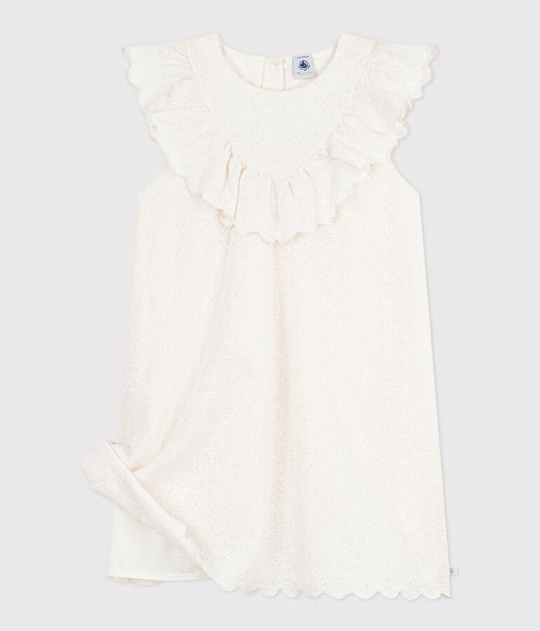 Girl's short-sleeved cotton dress with hearts