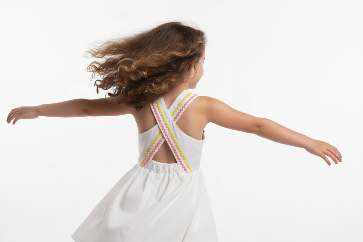 Abito lungo con spalline in cotone bambina