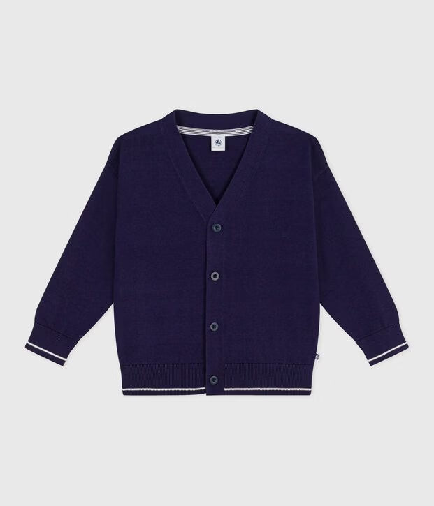 Cardigan in cotone tinta unita bambino