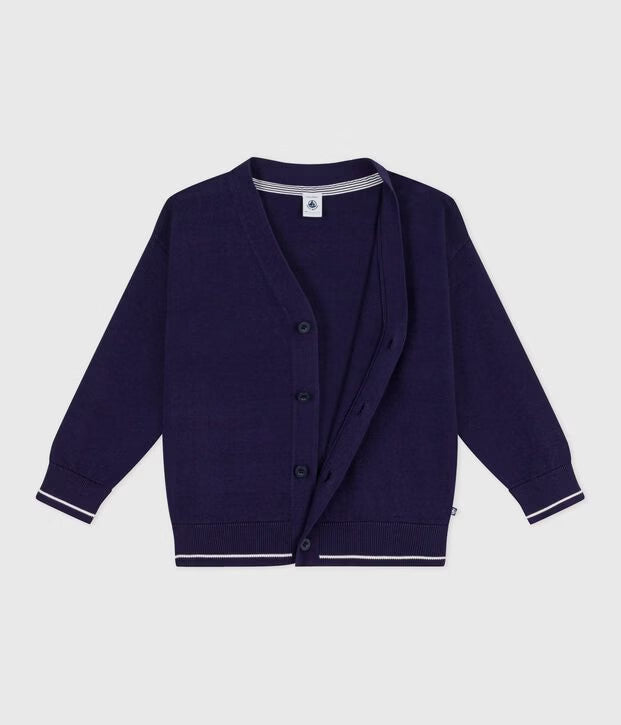 Cardigan in cotone tinta unita bambino