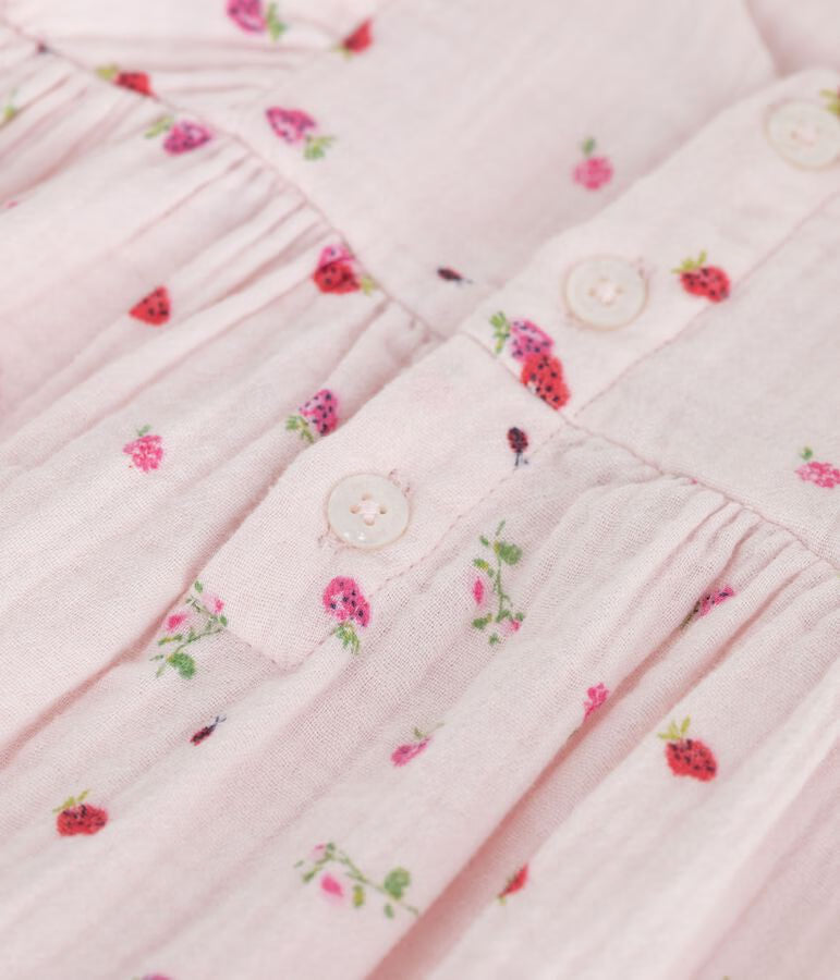 Newborn cotton muslin romper with floral print