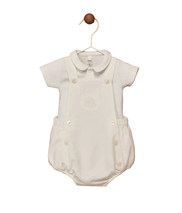 Set 2 pezzi in cotone/lino con dettaglio ricamato neonat