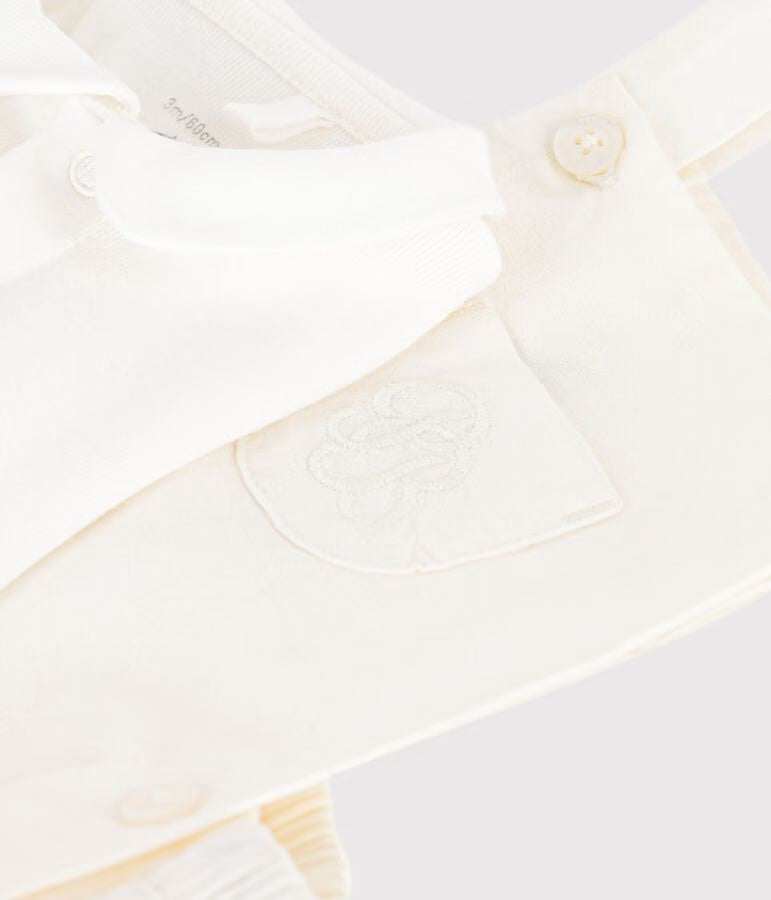 2-piece cotton/linen set with embroidered detail for newborns