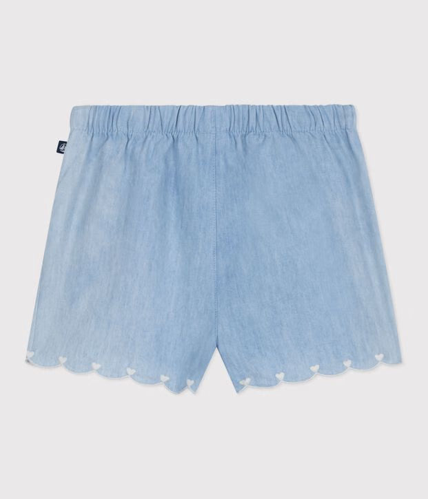 Embroidered chambray shorts for newborn girls