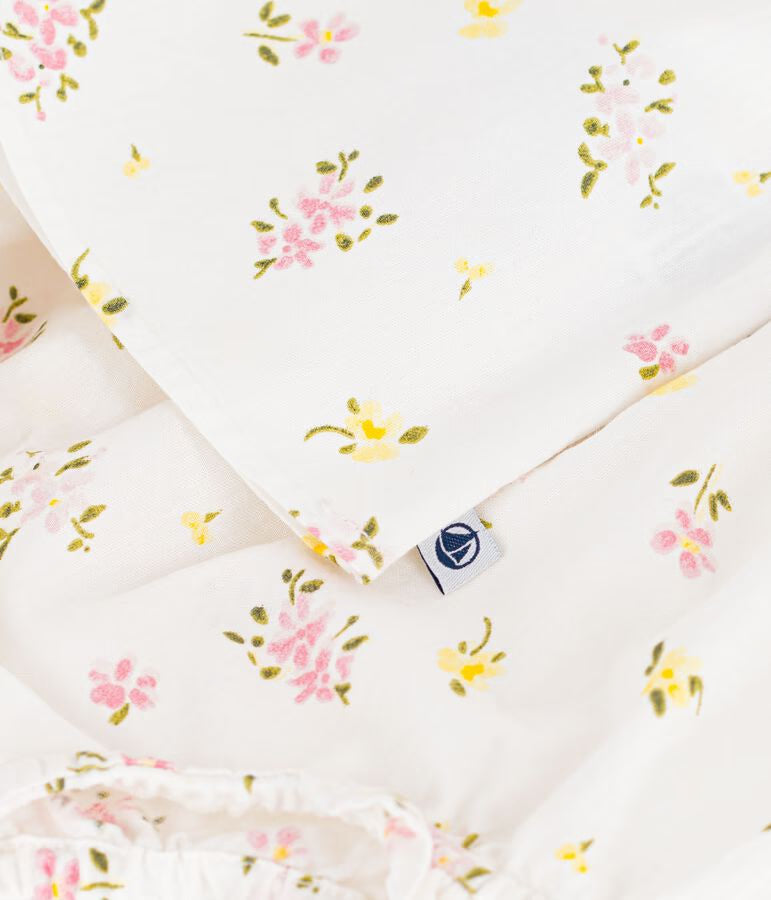 Set 2 pezzi in cotone composto da camicetta e bloomer con stampa a fiori neonata